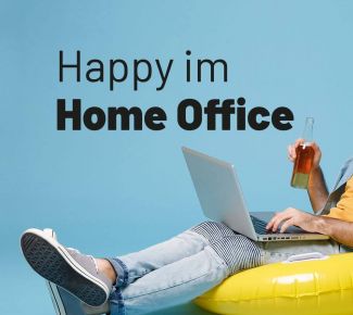 Happy im Homeoffice mit necom Werbeagentur